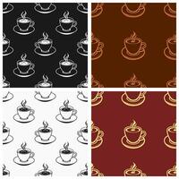 collection of seamless patterns with a cup of coffee theme. suitable for decoration in restaurants or cafes that serve coffee drinks vector