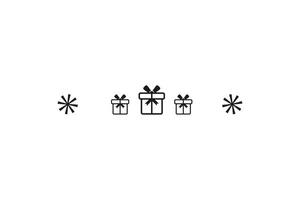 Minimalist with gift icons and asterisk ornaments in black on a white background. vector