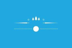 Minimalist winter-themed design with trees, snowflakes, icicles, and dotted lines on a blue background. vector