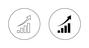 Increase bar chart icon on circle line. Growing graph arrow concept vector