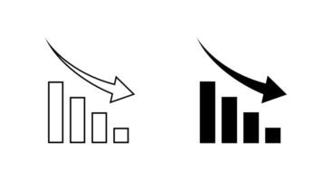 Decrease bar chart icon in generic style. Market crash concept vector