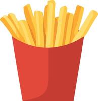 french fries in a red container isolated flat illustration vector