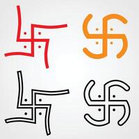 set of swastik in solid and outline design vector