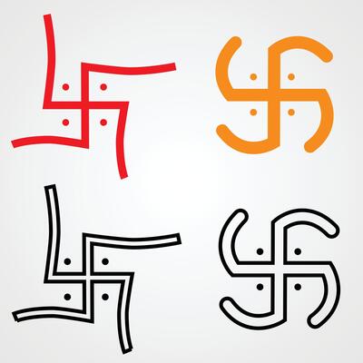 set of swastik in solid and outline design