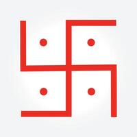 a red symbol of swastik with a white background, hindu religious vector