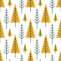 Cute hand-drawn nursery seamless pattern with trees in Scandinavian style. Seamless Christmas background with decorative Christmas tree design. vector