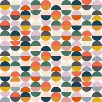 Modern abstract seamless geometric pattern with semicircles and circles in retro scandinavian style. Bright colorful geometry seamless pattern. vector