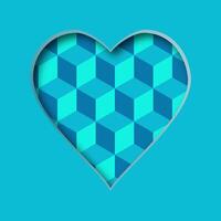 illustration with a cut out heart and with an abstract pattern in the background. Valentines day card. vector
