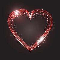 Glitter gold heart frame with space for text. Heart with golden light. Happy Valentines Day card with glowing heart. Bright glittering star dust. Festive border. vector