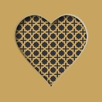 illustration with a cut out heart and with an abstract pattern in the background. Valentines day card. vector