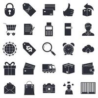 E commerce icons set, Included icons as Barcode, Box, Clock, Price Tag and more symbols collection, logo isolated illustration vector