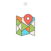 Route Map, pin on the map icon symbol illustration isolated on white background vector