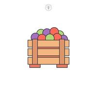 Harvest Wooden Box, Crate icon symbol illustration isolated on white background vector