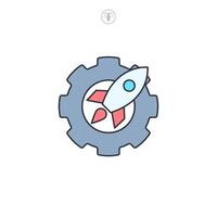 Advanced setting, Gear rocket icon symbol illustration isolated on white background vector