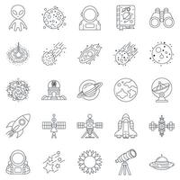 astronomy icons set, Included icons as Asteroid, Binoculars, Satellite, Rocket and more symbols collection, logo isolated illustration vector
