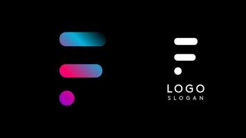 Minimalist geometric letter F, bold rounded icon style, futuristic cyber logotype for digital tech branding, EDM event, modern science and sci-fi technology identity. illustration vector