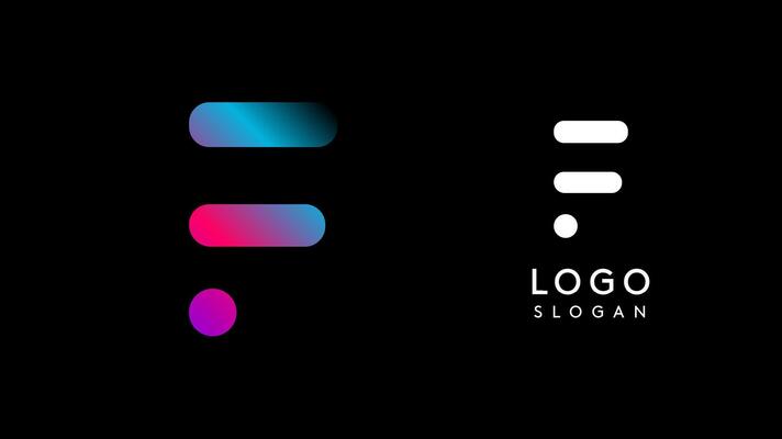 Minimalist geometric letter F, bold rounded icon style, futuristic cyber logotype for digital tech branding, EDM event, modern science and sci-fi technology identity. illustration