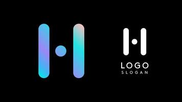 Minimalist geometric letter H, bold rounded icon style, futuristic cyber logotype for digital tech branding, EDM event, modern science and sci-fi technology identity. illustration vector