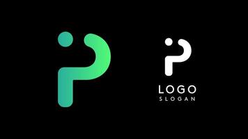 Minimalist geometric letter P, bold rounded icon style, futuristic cyber logotype for digital tech branding, EDM event, modern science and sci-fi technology identity. illustration vector