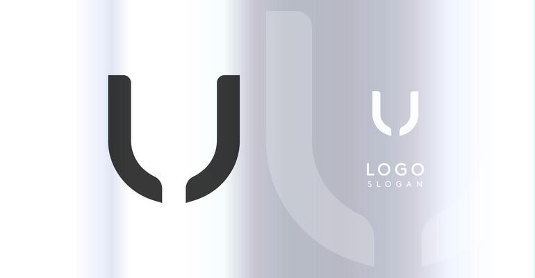 Bold futuristic logo monogram, sleek minimalistic letter U for innovative tech company, science bio lab, sport label, futuristic and cosmic inspired designs. illustration.