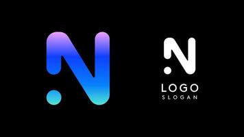 Minimalist geometric letter N, bold rounded icon style, futuristic cyber logotype for digital tech branding, EDM event, modern science and sci-fi technology identity. illustration vector