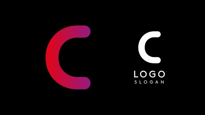 Minimalist geometric letter C, bold rounded icon style, futuristic cyber logotype for digital tech branding, EDM event, modern science and sci-fi technology identity. illustration