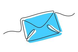 Abstract blue envelope design with a continuous line art style, representing email, communication, or messaging. Minimalistic and modern, ideal for illustrating digital correspondence or mail concepts vector