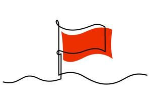 Abstract red flag design with continuous line art style, symbolizing warning, alert, or danger. Minimalistic and modern, perfect for illustrating caution, risk, or attention in various contexts. vector