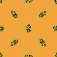 a pattern with green leaves on a yellow background vector