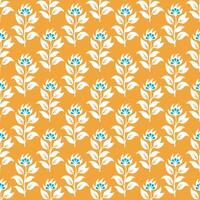 a pattern with white flowers on an orange background vector