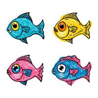 Four colorful fish on a white background vector
