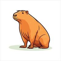 A cartoon capybara sitting on a white background vector