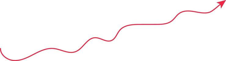 A red arrow is going up on a white background vector