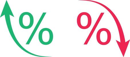Two arrows pointing up and down with the percentage sign vector