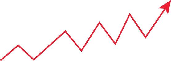 A red arrow going up in a line vector