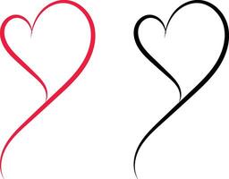 Two hearts with red and black lines on a white background vector
