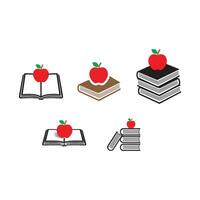 A set of icons depicting books, an apple and a book vector