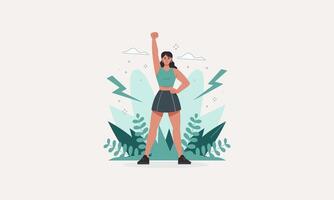 confident woman raising her fist in empowerment pose vector