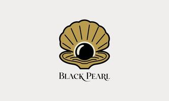 Elegant black pearl in an open seashell design vector