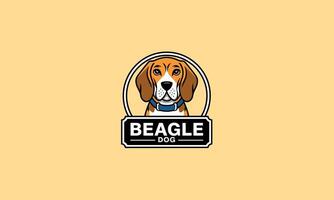 Beagle dog logo with detailed face and collar illustration vector