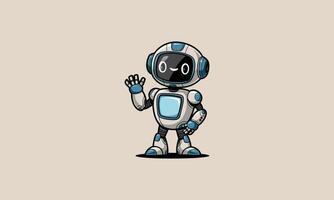 Friendly cartoon robot waving with a cheerful expression. vector