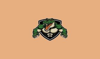 Fierce crocodile mascot with sharp teeth in a bold pose. vector