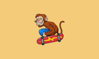 Monkey doing a skateboard trick with a mischievous grin vector