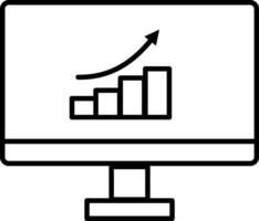 Growth data graph in desktop screen icon vector