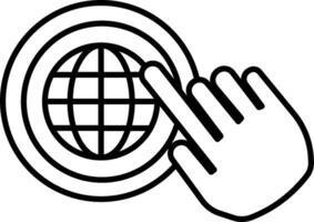 Hand Click global network line icon vector