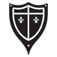 A black and white shield with two crosses on it vector