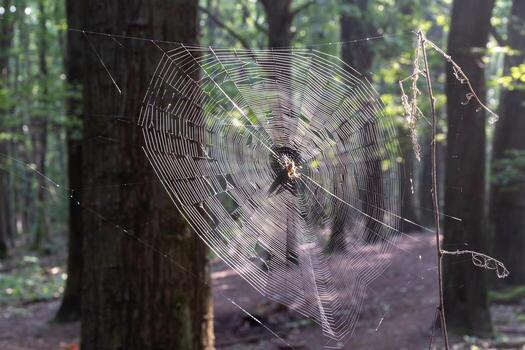 spider web on the tree against the light photo