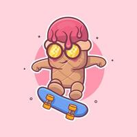cool ice cream use cone character mascot playing skateboard isolated cartoon vector