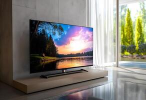 View of HD TV LCD Monitor on a Beautiful background photo