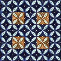blue Gold Kawung Batik Pattern, Kawung batik is a typical batik that has a geometric motif in rows. vector